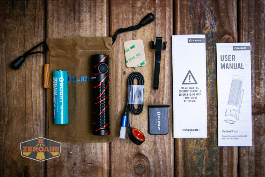 Olight Baton 3 Pro Black Lava flashlight what's included
