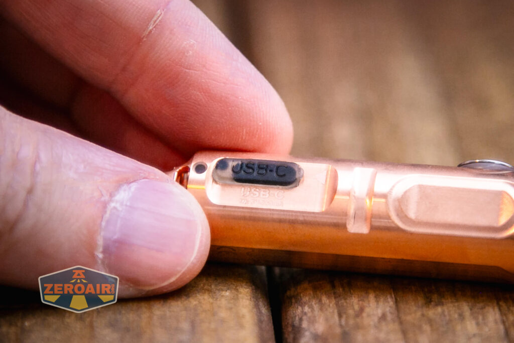 RovyVon Aurora A9 Pro Copper flashlight charging port