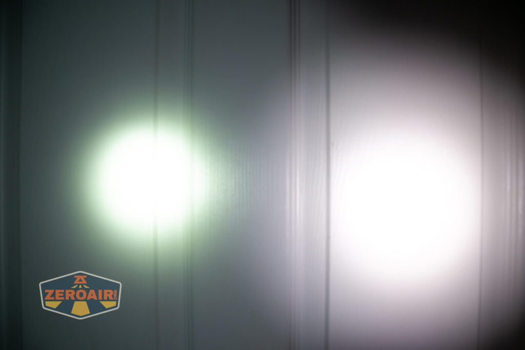 beamshots on door compared to nichia 219b