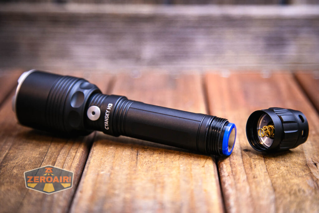 Cyansky H3 V2 flashlight with included 21700 cell installed