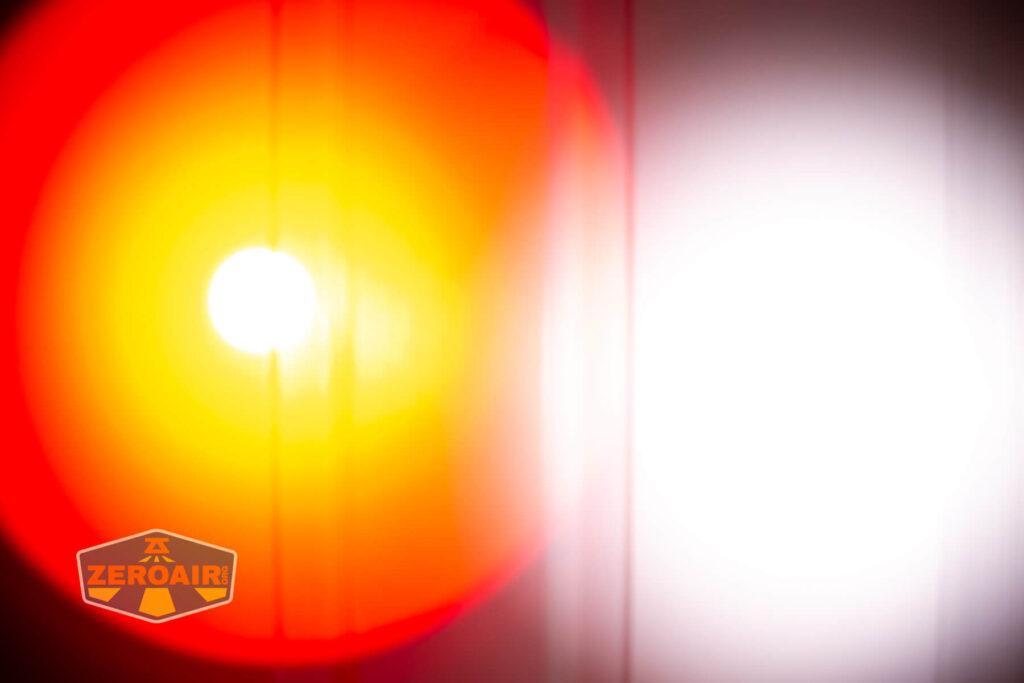 beamshots on door compared to nichia 219b