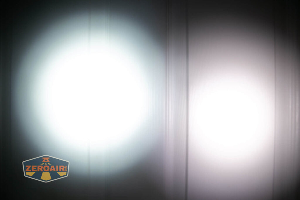 beamshots on door compared to nichia 219b