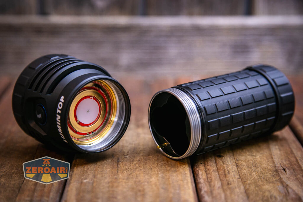 Lumintop Thanos 23 flashlight head threads and contact points