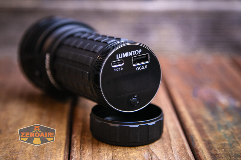 Lumintop Thanos 23 flashlight charging port