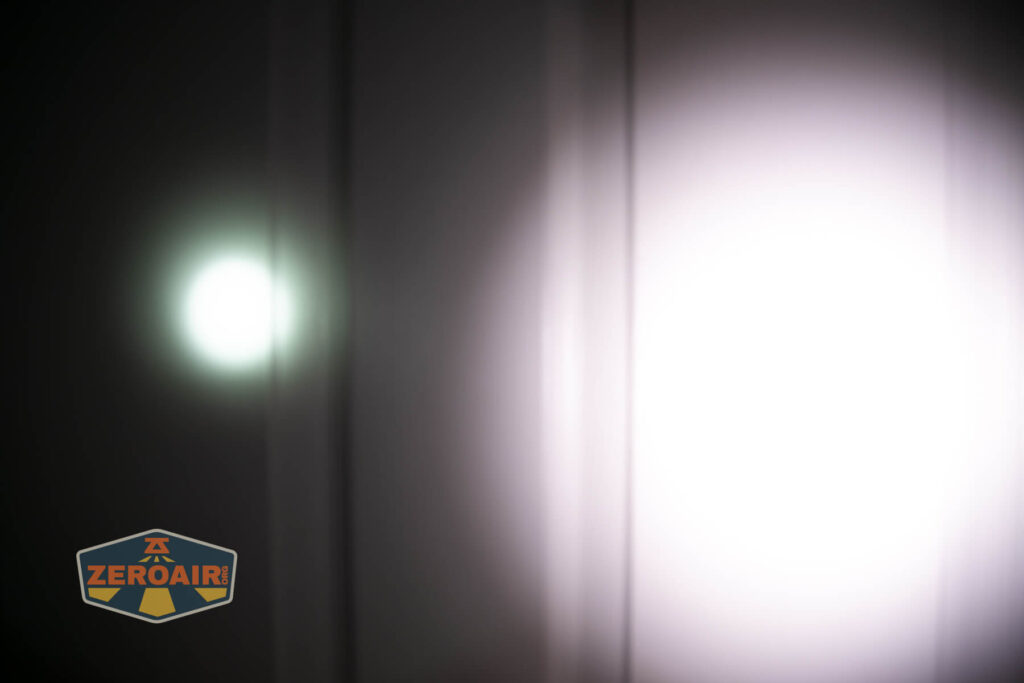 beamshots on door compared to nichia 219b