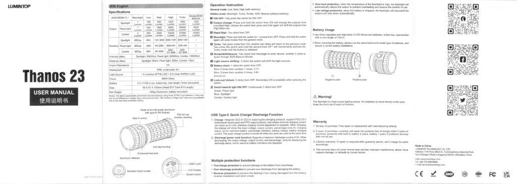 Lumintop Thanos 23 flashlight manual