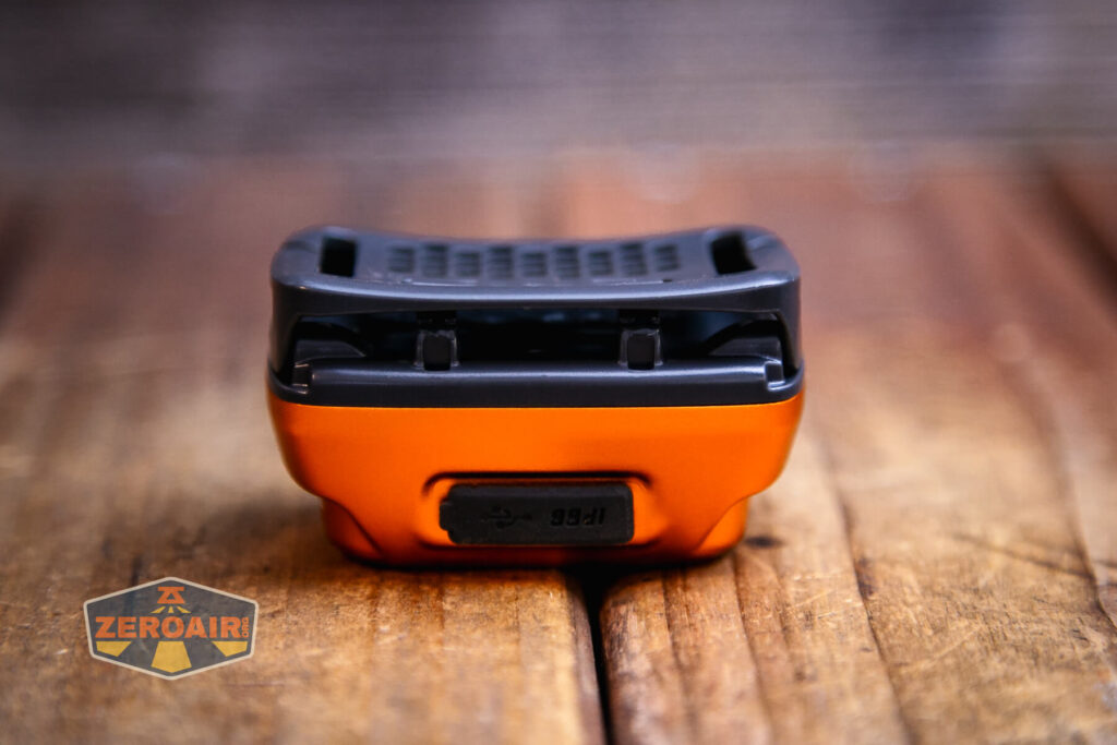 Nitecore NU31 headlamp headband removed, bottom view