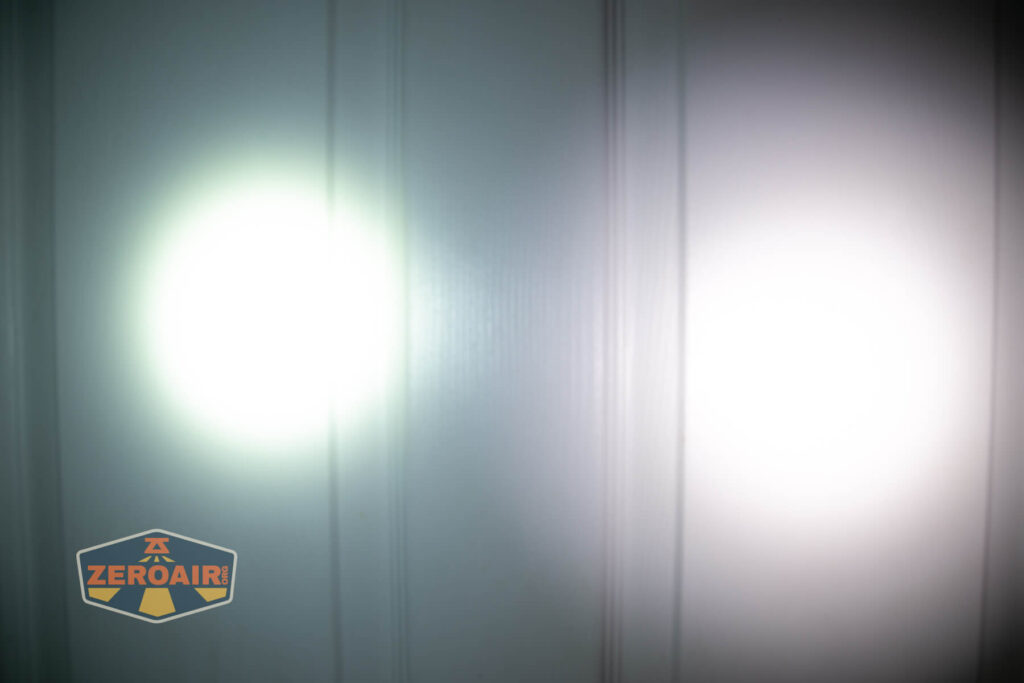 beamshots on door compared to nichia 219b