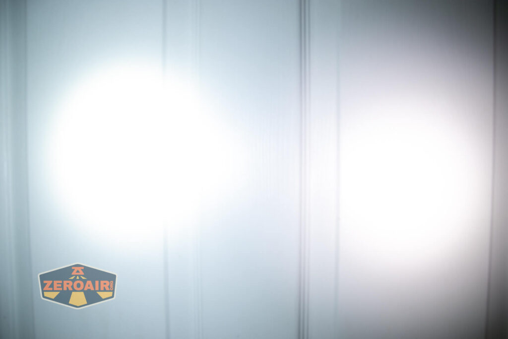 beamshots on door compared to nichia 219b