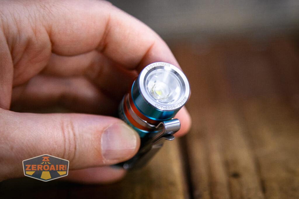 Olight Baton 3 Roadster emitter detail on bezel