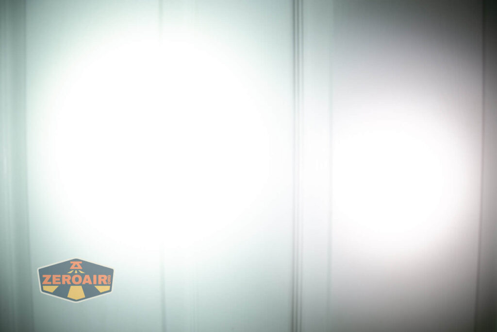 beamshots on door compared to nichia 219b