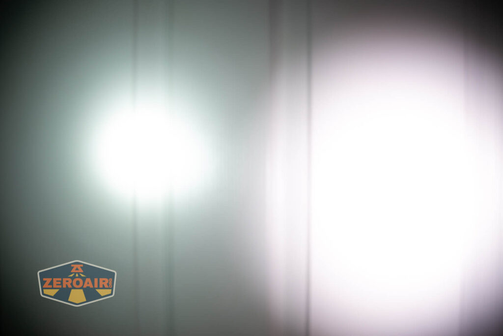 beamshots on door compared to nichia 219b