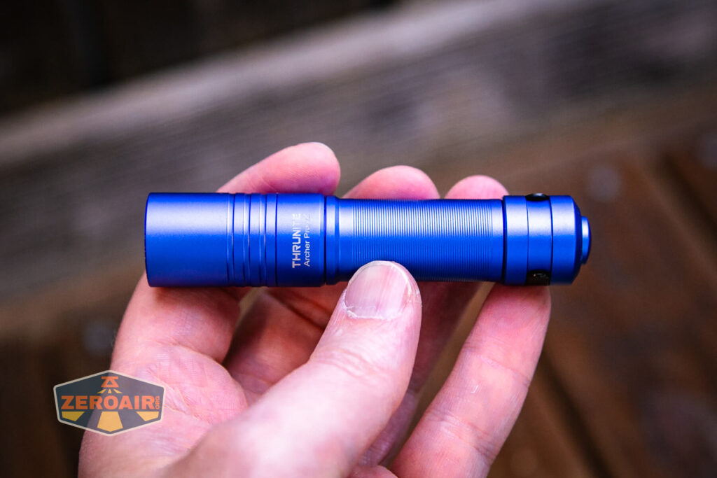 Thrunite Archer Pro V2 blue flashlight in hand