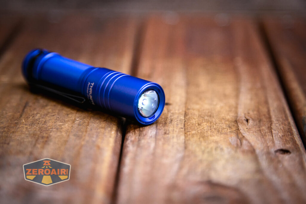 Thrunite Archer Pro V2 blue flashlight emitter on