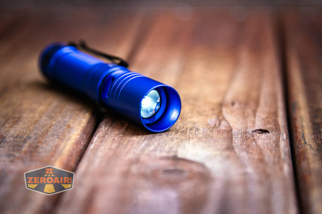 Thrunite Archer Pro V2 blue flashlight emitter on