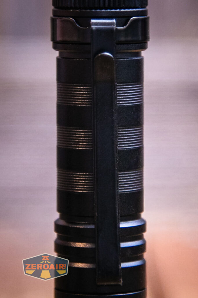 Thrunite Saber EDC pocket flashlight pocket clip detail