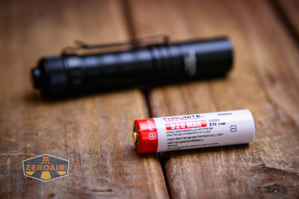 Thrunite Saber EDC pocket flashlight with included 14500 cell