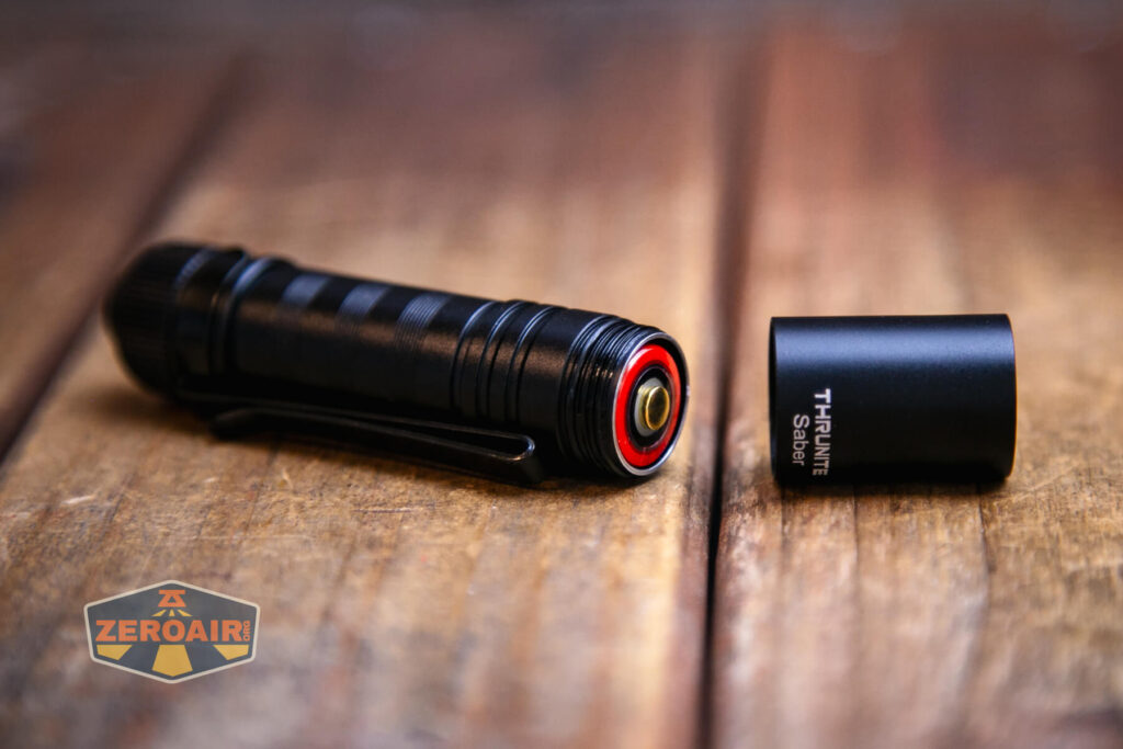 Thrunite Saber EDC pocket flashlight with included 14500 cell installed