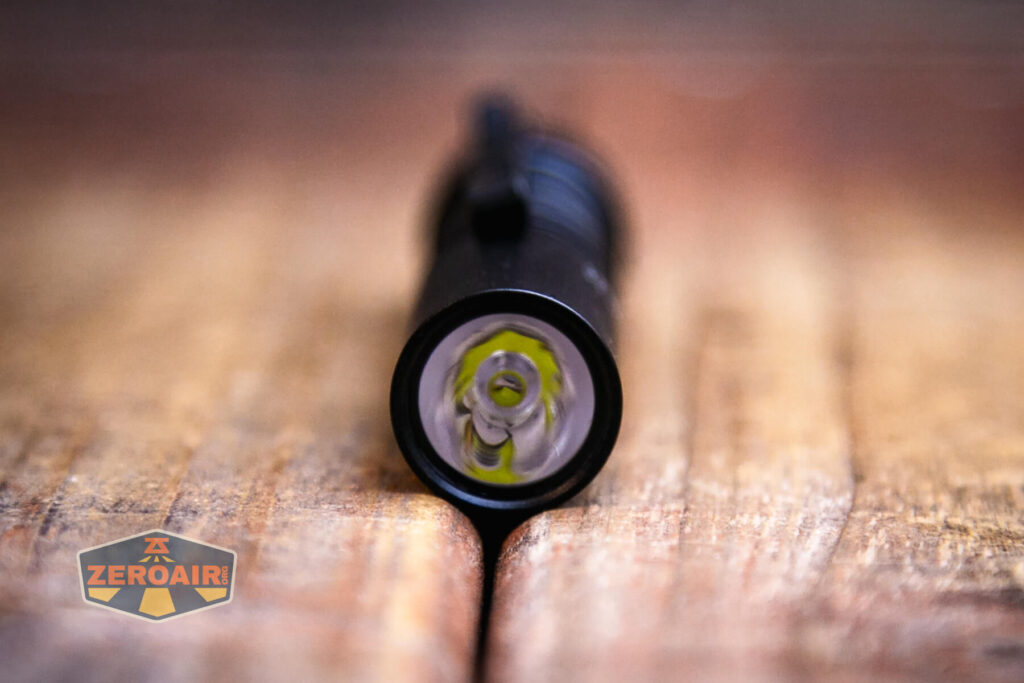 Thrunite Saber EDC pocket flashlight emitter and TIR