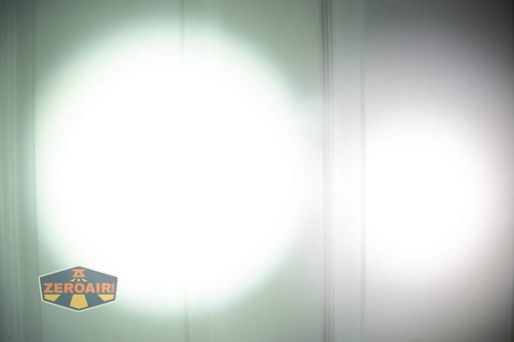 beamshots on door compared to nichia 219b