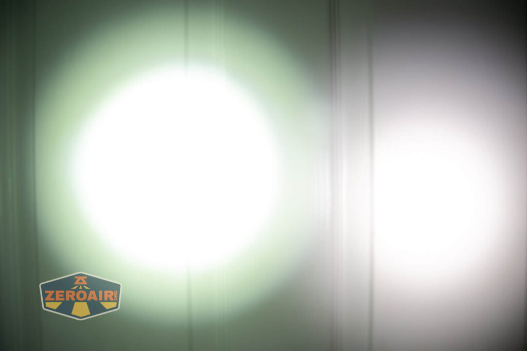 beamshots on door compared to nichia 219b