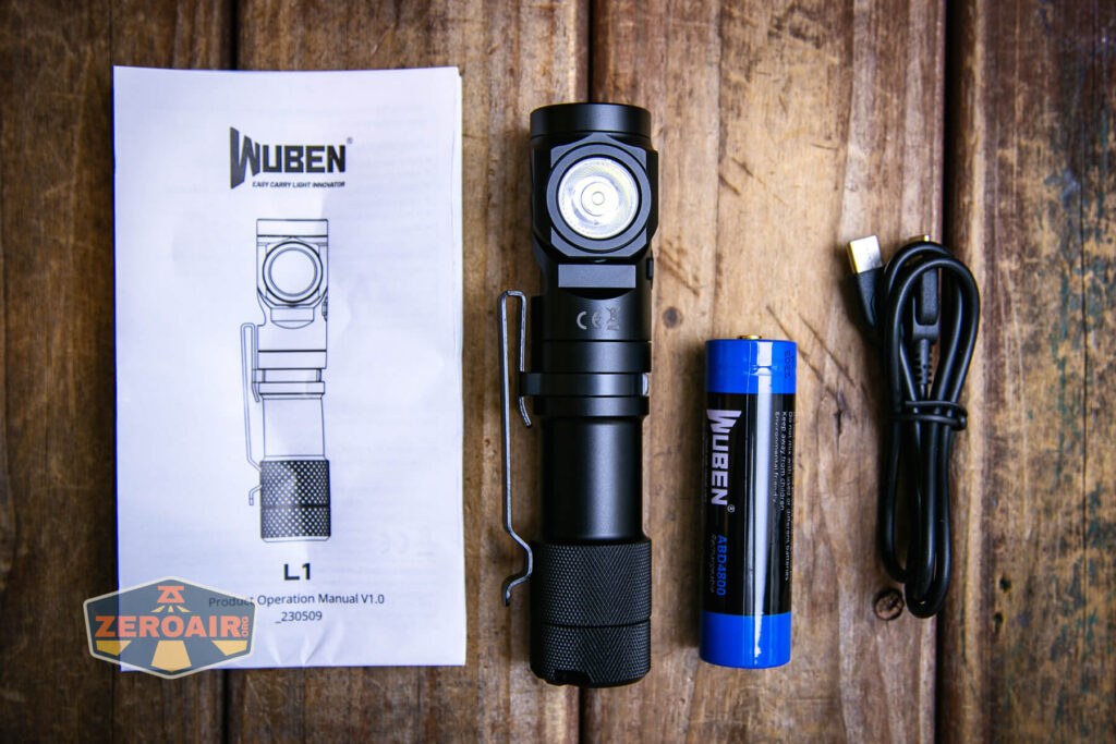 Wuben L1 dual beam flashlight what's included