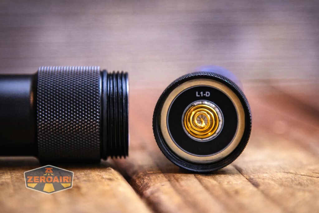 Wuben L1 dual beam flashlight tail spring and threads