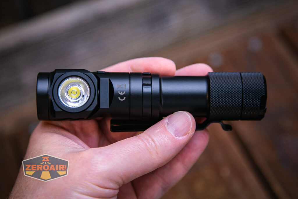 Wuben L1 dual beam flashlight in hand