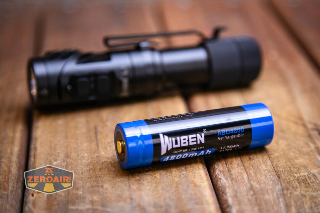 Wuben L1 dual beam flashlight with included 21700