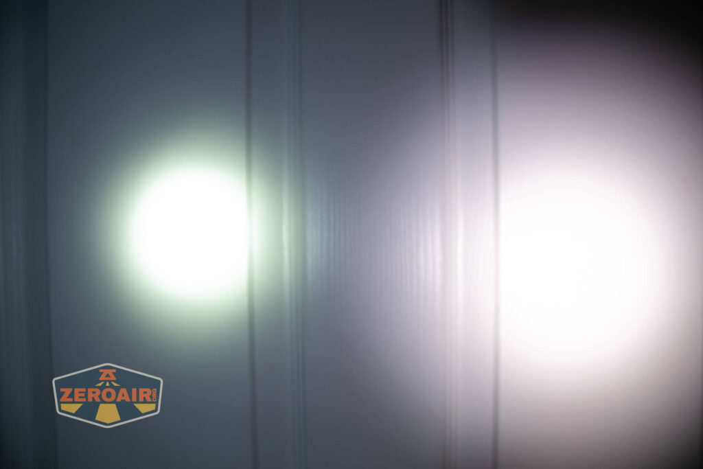 beamshots on door compared to nichia 219b