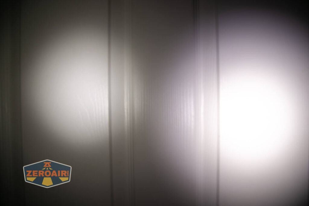 beamshots on door compared to nichia 219b