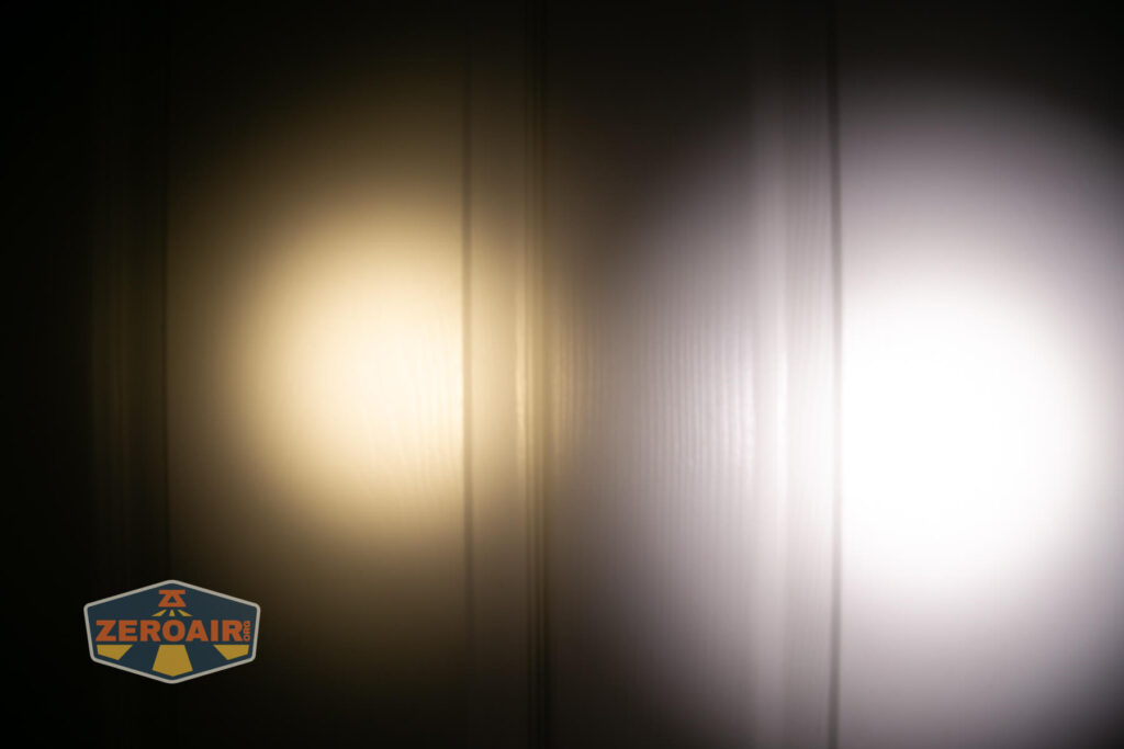 beamshots on door compared to nichia 219b