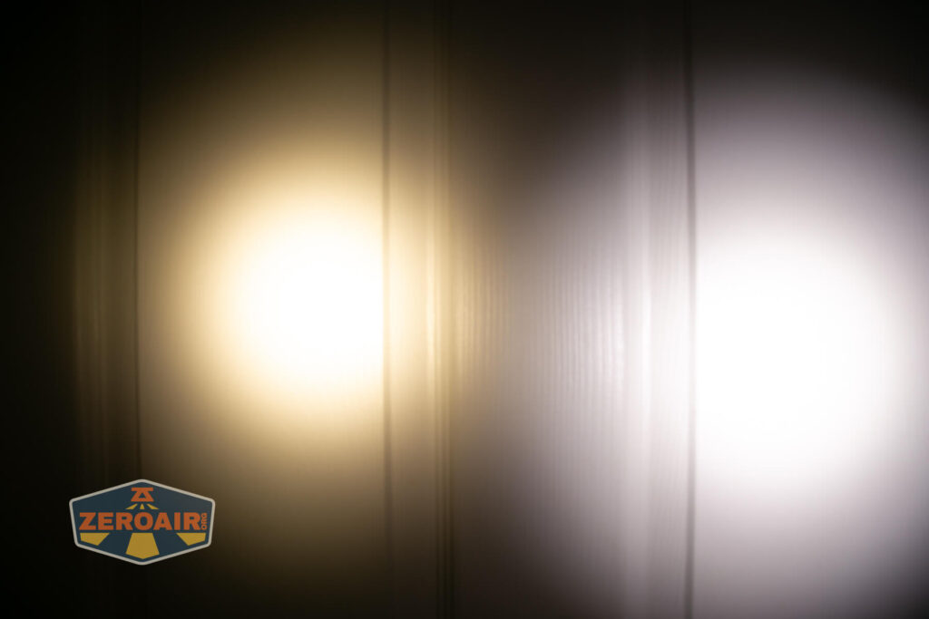 beamshots on door compared to nichia 219b