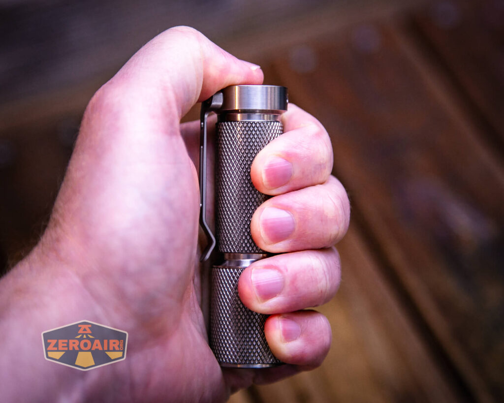 Gift Glow A1 reflector flashlight in hand