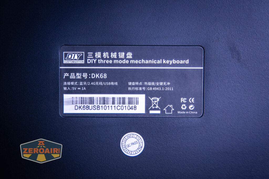 Goblintechkeys Alpha 68 small mechanical keyboard back of case label detail