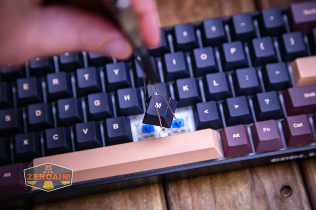 Goblintechkeys Alpha 68 mechanical keyboard keycap being pulled off