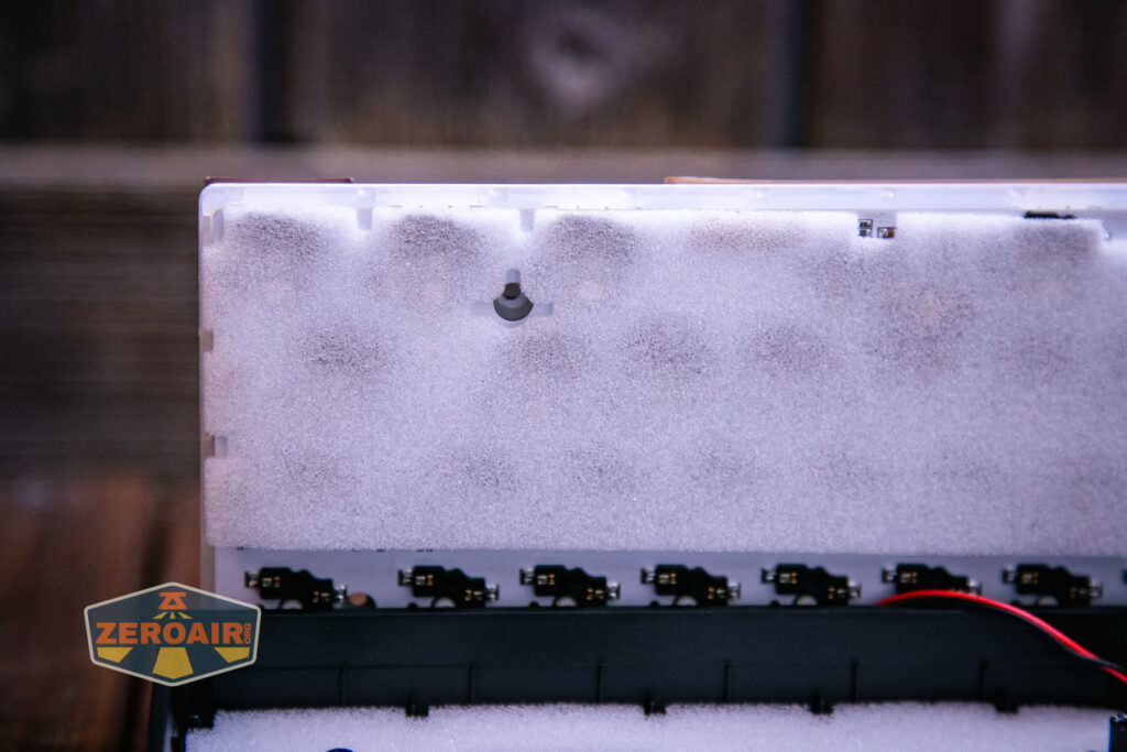 Goblintechkeys Alpha 68 mechanical keyboard showing dampening foam