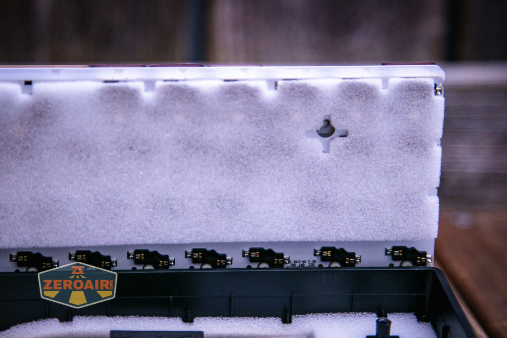 Goblintechkeys Alpha 68 mechanical keyboard showing dampening foam