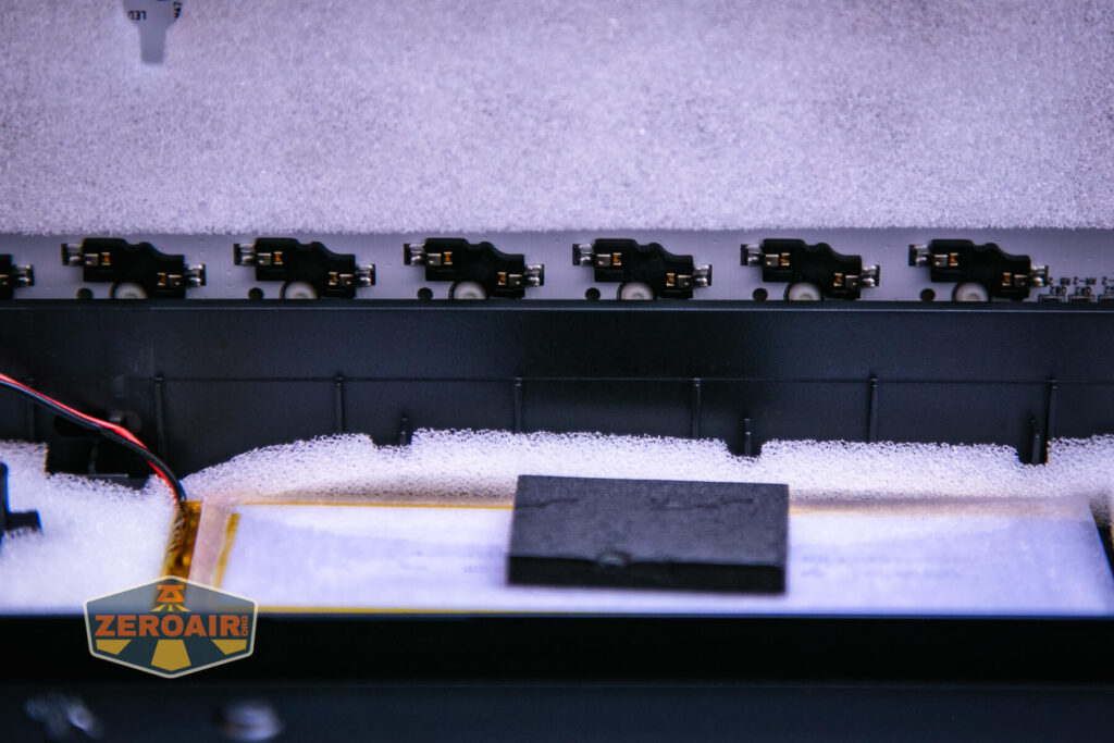 Goblintechkeys Alpha 68 mechanical keyboard security foam over battery