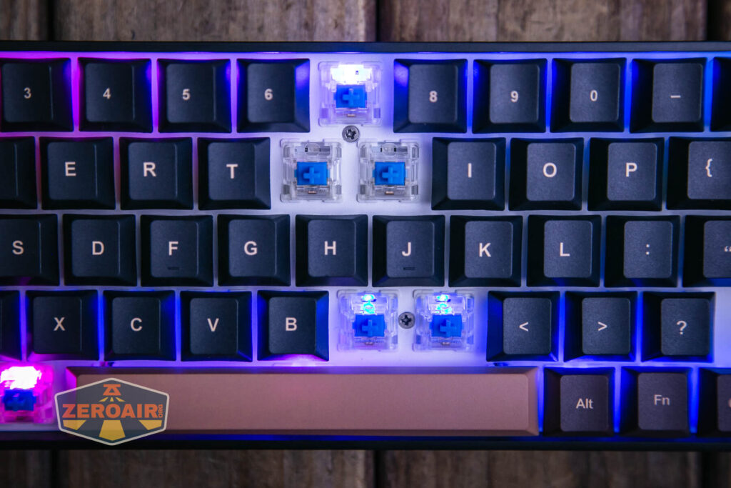 Goblintechkeys Alpha 68 mechanical keyboard blue gateron detail