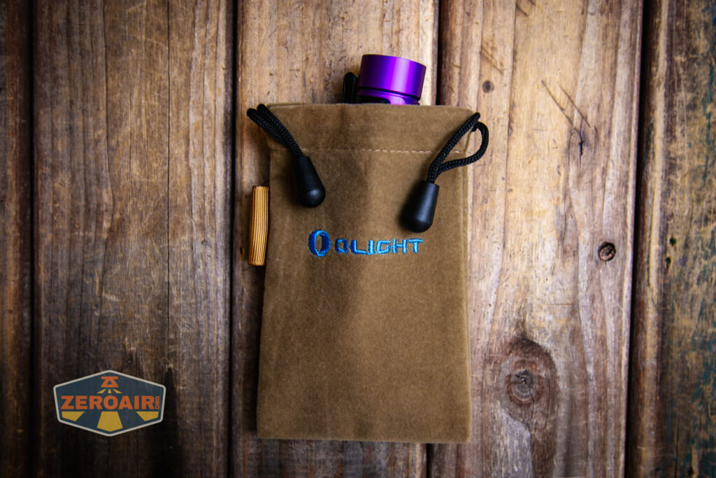 Olight Baton 3 Pro Max purple flashlight velvet pouch 