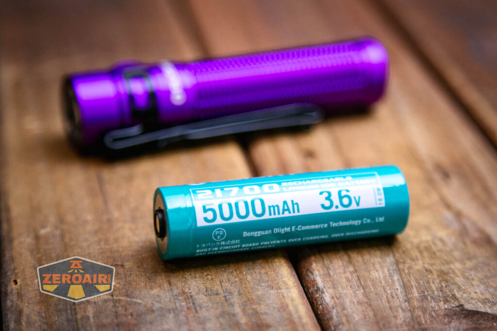 Olight Baton 3 Pro Max purple flashlight with included 21700 cell 