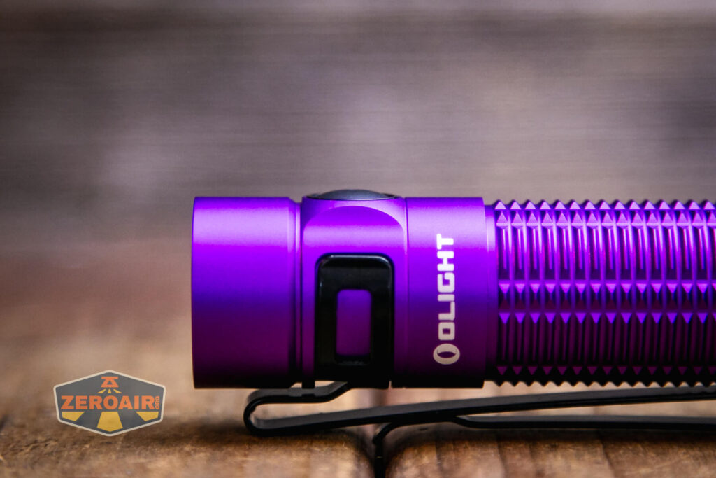 Olight Baton 3 Pro Max purple flashlight indicating e-switch profile