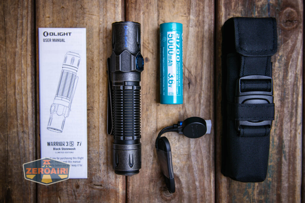 Olight Warrior 3S stonewashed titanium what's included