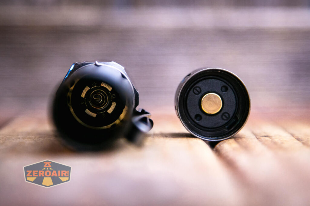 Olight Warrior 3S stonewashed titanium inside cell tube and tailcap