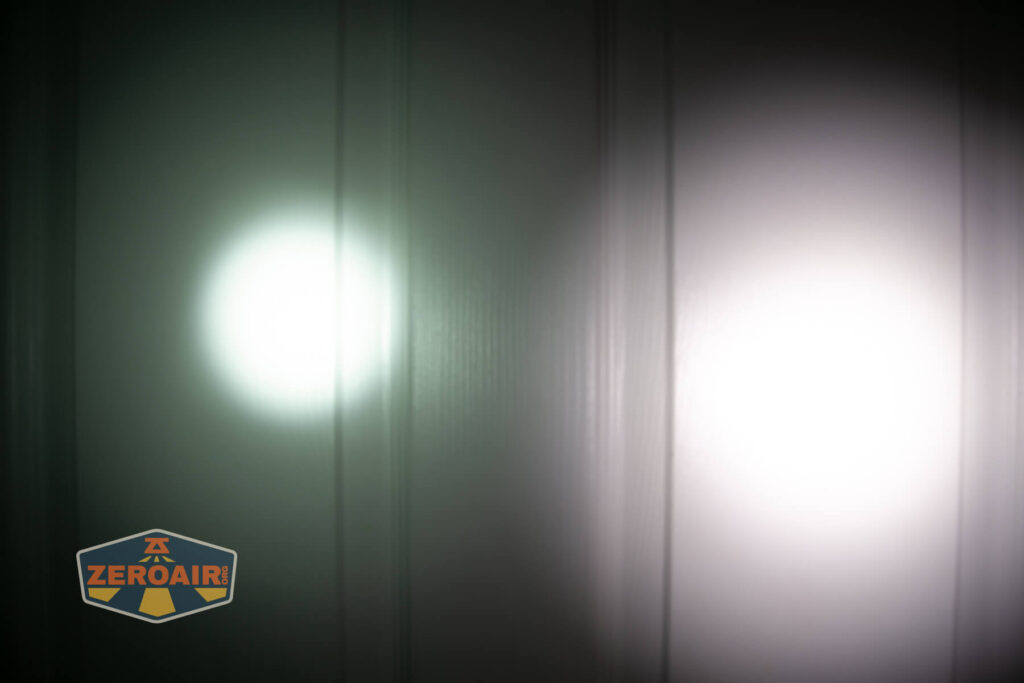 beamshots on door compared to nichia 219b