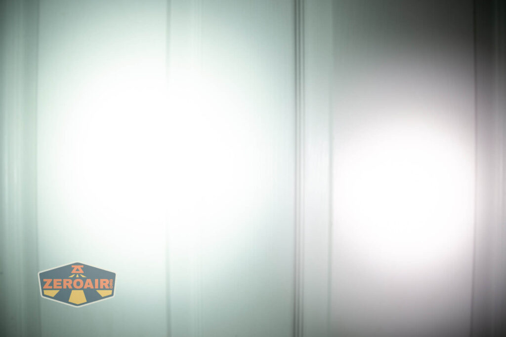 beamshots on door compared to nichia 219b