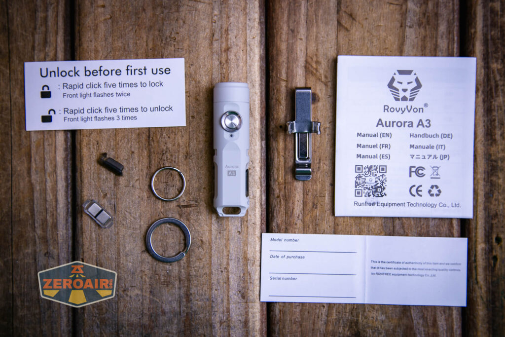 RovyVon Aurora A3 MAO flashlight what's included