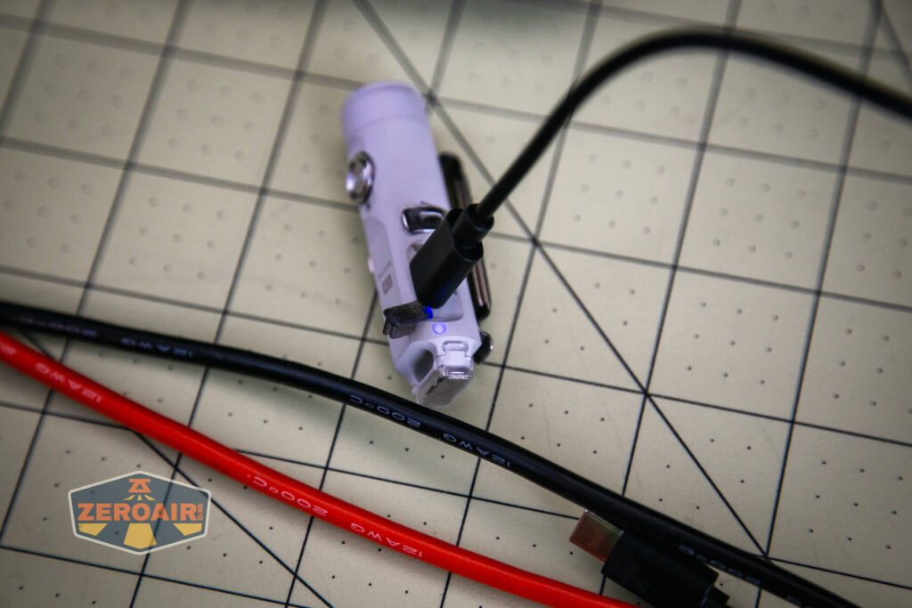 RovyVon Aurora A3 MAO flashlight charging port in use