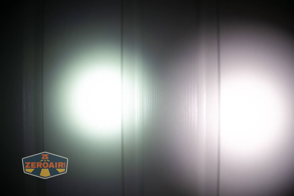 beamshots on door compared to nichia 219b